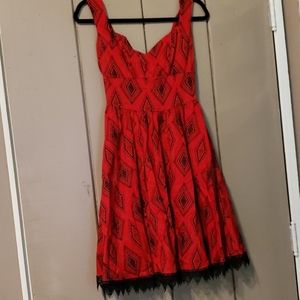 Modcloth - Red Black Dress Lace Detail & Pockets